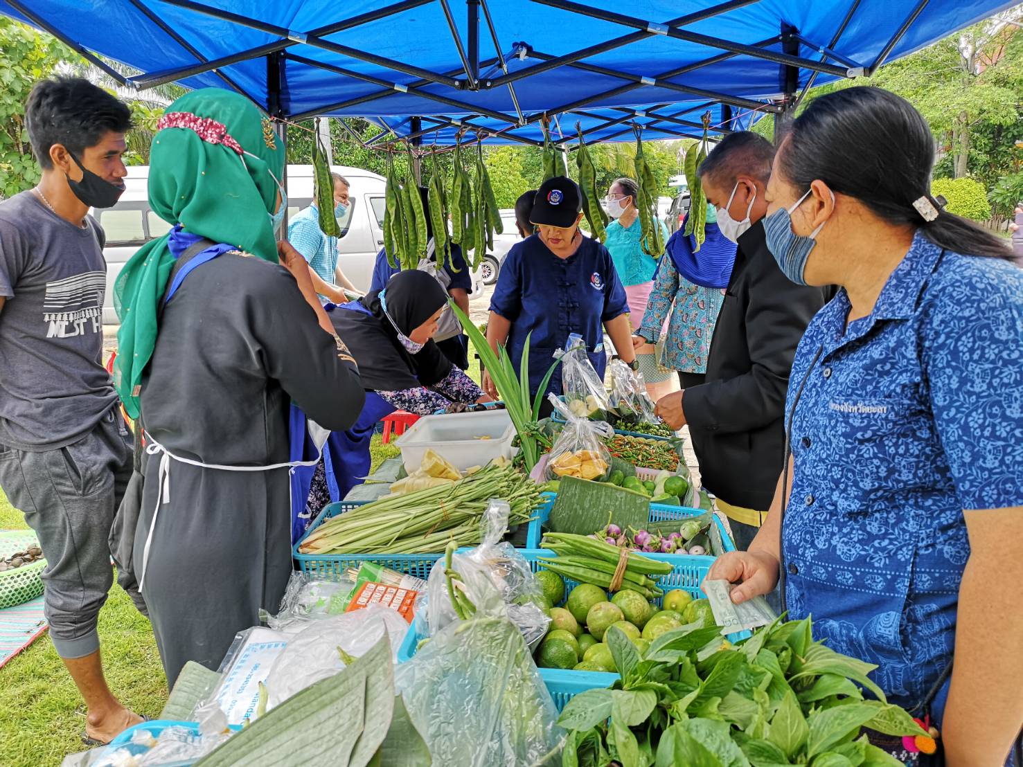 พช.ยะลา จำหน่ายผัก “ตลาดสตรีแบ่งรัก ปลูกพืชผักปลอดภัย”
