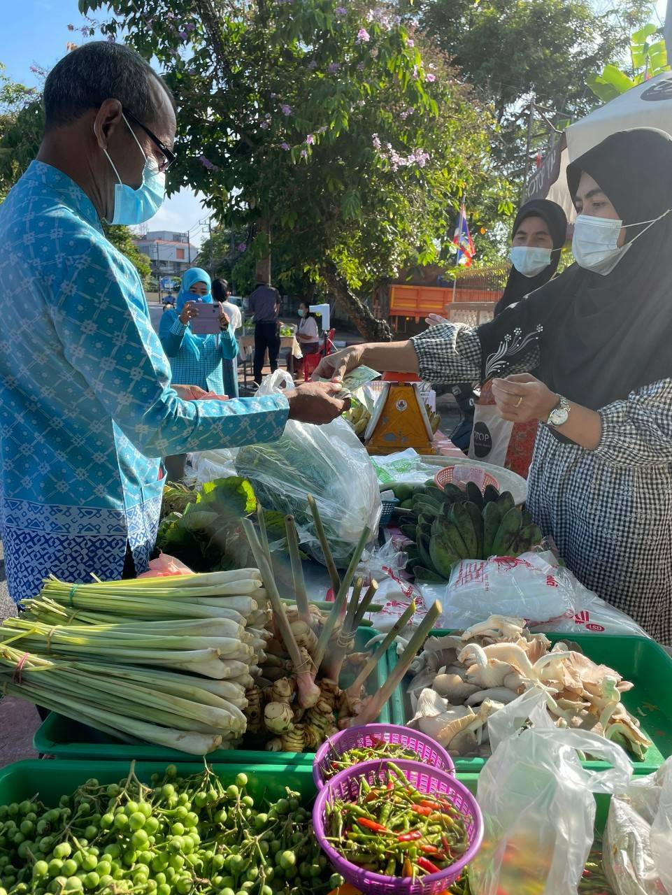พช.ยะลา ต่อยอดปลูกผักสวนครัว จัดตลาดนัดแบ่งปันผัก หน้าบ้านพัก พจ.