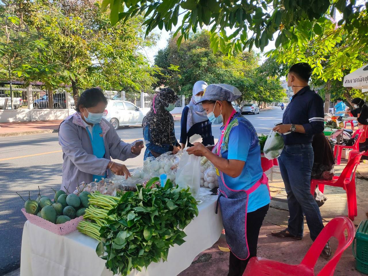พช.ยะลา ต่อยอดปลูกผักสวนครัว จัดตลาดนัดแบ่งปันผัก หน้าบ้านพัก พจ.
