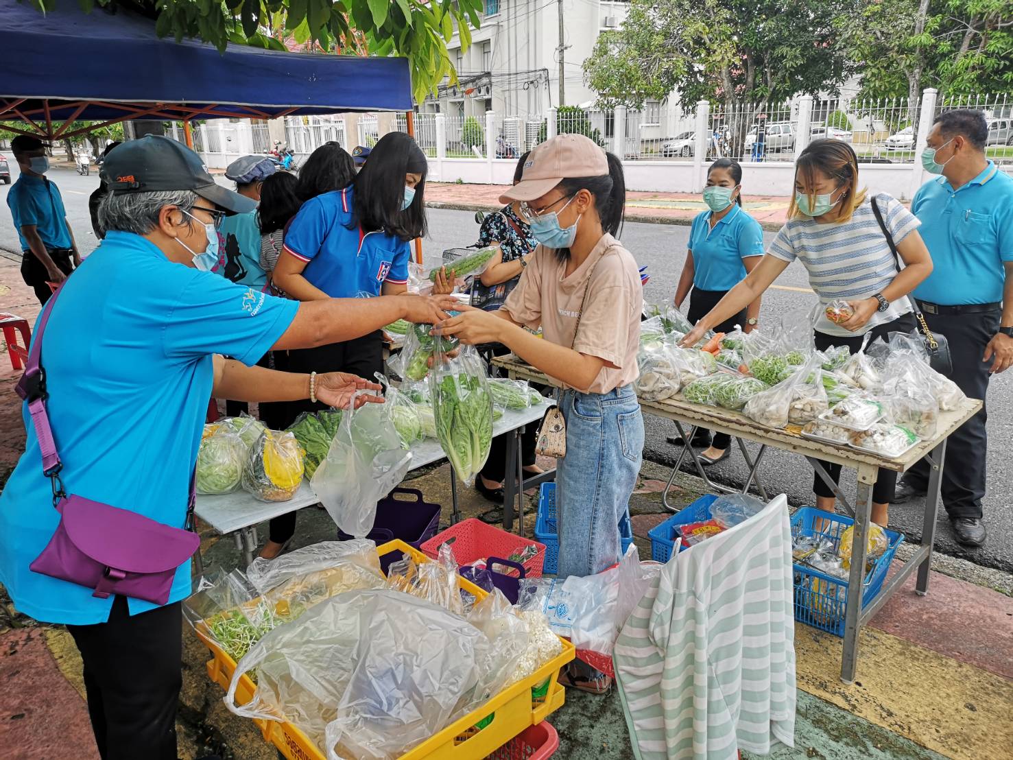พช.ยะลา ต่อยอดปลูกผักสวนครัว จัดตลาดนัดแบ่งปันผัก หน้าบ้านพัก พจ.